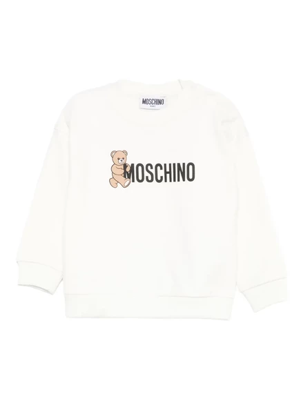 Толстовка с плюшевым мишкой Moschino Kids white