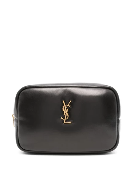 Женская косметичка Saint Laurent Calypso из ягнячьей кожи, чёрная