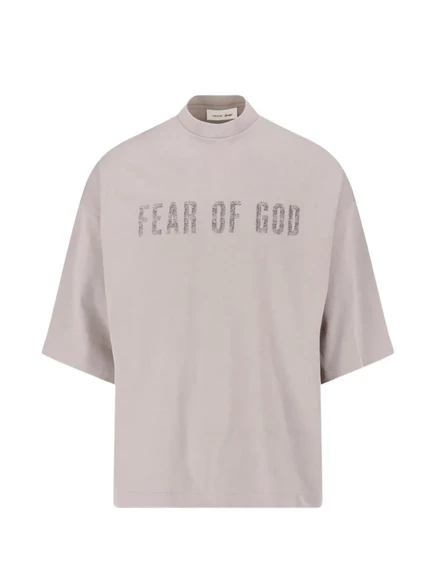 Мужская футболка FEAR OF GOD ESSENTIALS с воротником-стойкой, серая