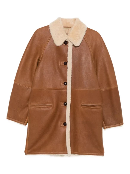 Пальто с отделкой из овечьей шерсти ISABEL MARANT brown