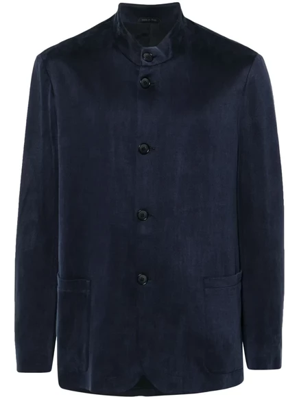 Однобортный блейзер с воротником-стойкой от Giorgio Armani blue