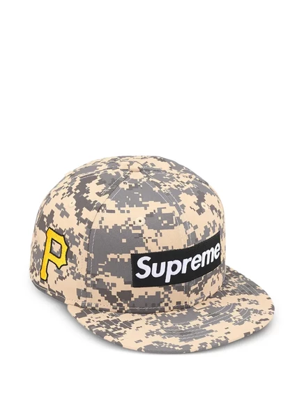 Мужская бейсболка Supreme 59FIFTY, бежево-серый камуфляж