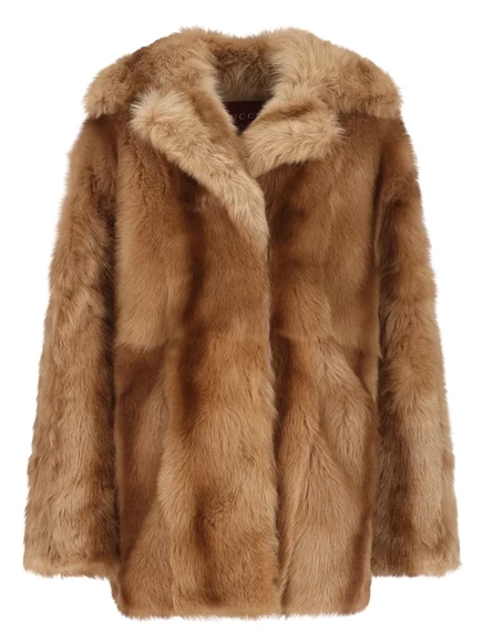 Женская дубленка Gucci из овчины, коричневая