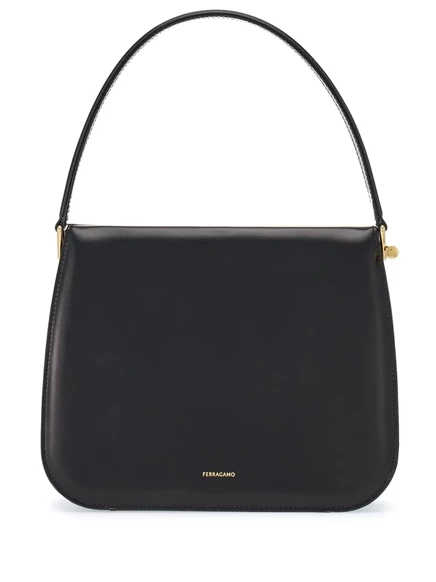 Женская полужесткая сумка Ferragamo из телячьей кожи, черная