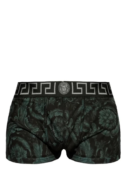 Мужские боксеры Versace Barocco с кантом Greca, черные