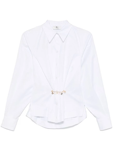 Полосатая поплиновая рубашка Elisabetta Franchi white