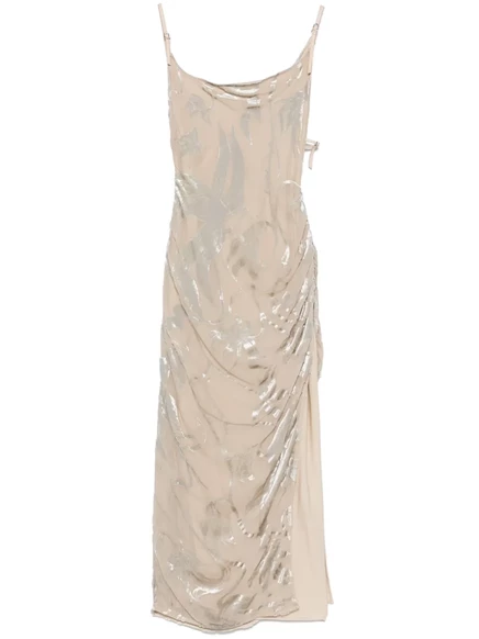 Асимметричное платье из бархата в цветочек от Mugler  neutrals