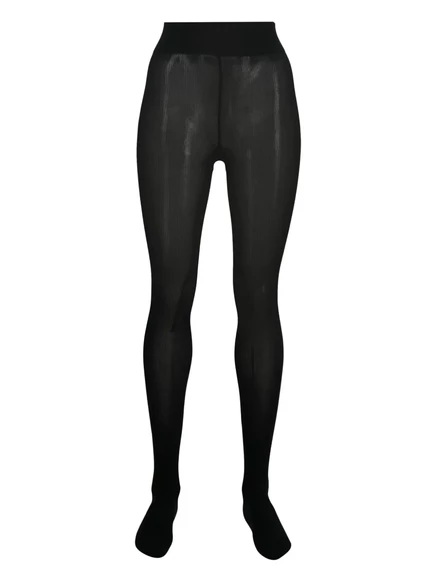 Женские хлопковые колготки Wolford в рубчик, черные