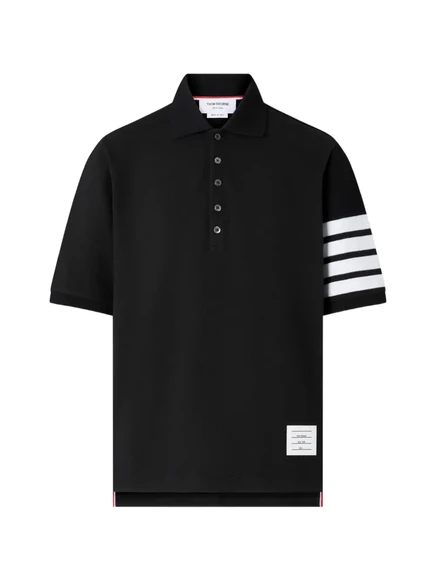 Мужское поло Thom Browne Pique 4-Bar, черное