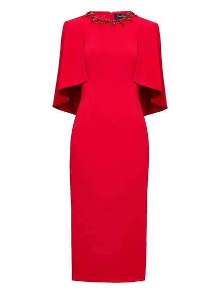 Платье Jenny Packham Ursa миди с декором, красное