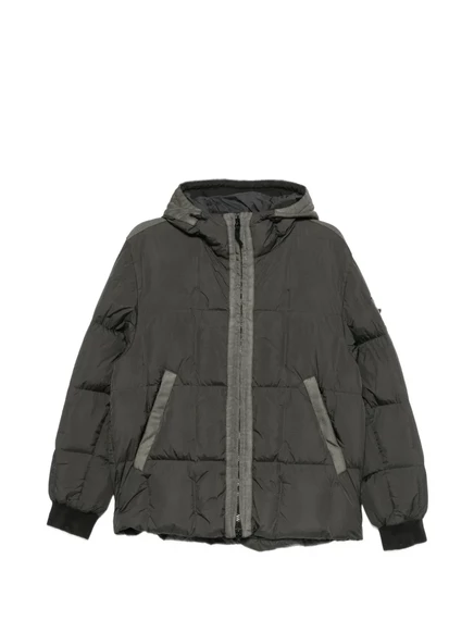 Мужская пуховая куртка Stone Island с нашивкой, серая