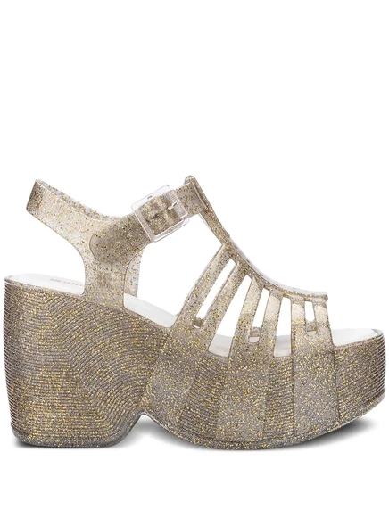Босоножки на блестящей платформе Melissa 100 мм  gold