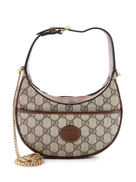 Женская мини-сумка хобо Gucci Pre-Owned GG, коричневая