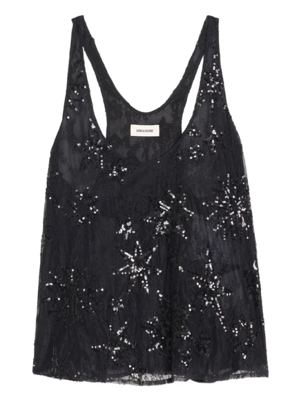 Женский топ Zadig & Voltaire Tarysa с кружевом и пайетками, черный