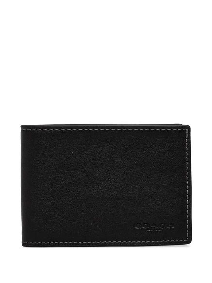 Мужской кожаный кошелек Coach двухскладной, черный