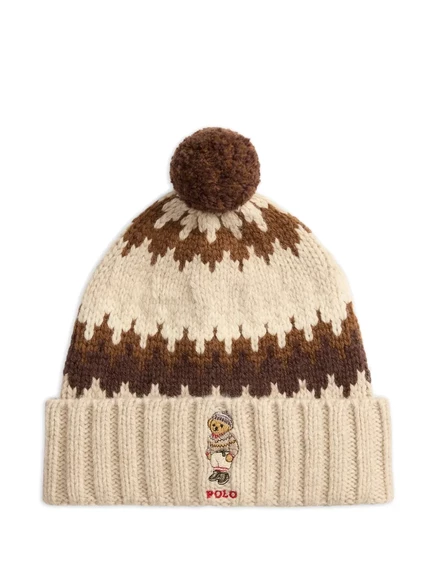 Женская бини Polo Ralph Lauren с помпоном, кремовая