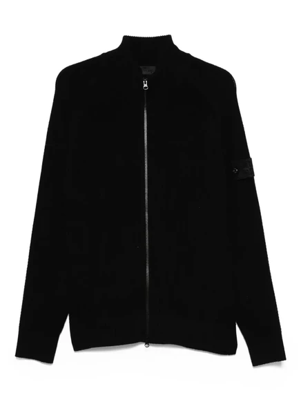 Мужской кардиган в рубчик Stone Island на молнии, черный