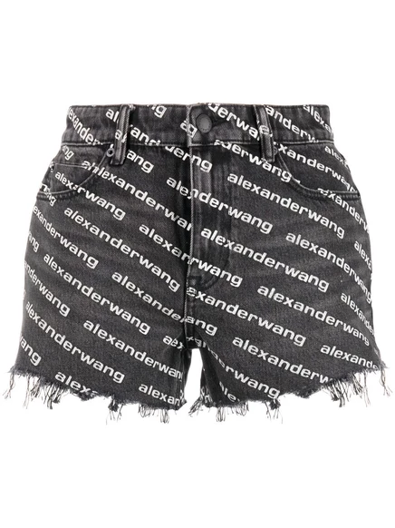 Джинсовые шорты с логотипом Alexander Wang Bite grey