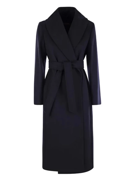 Женское пальто Max Mara на запах с поясом, черное
