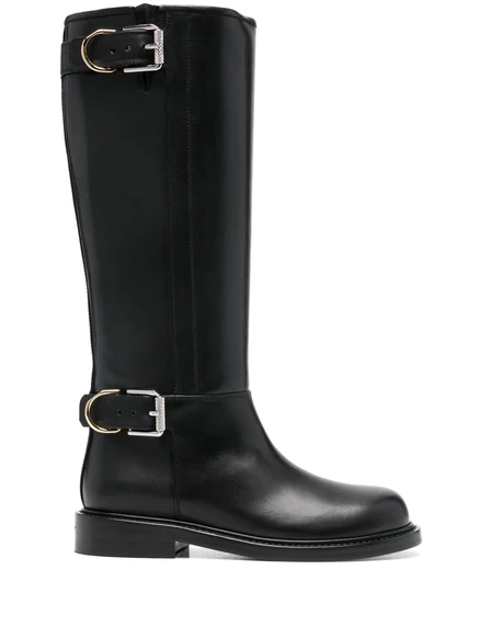 Кожаные сапоги с пряжками от Givenchy black