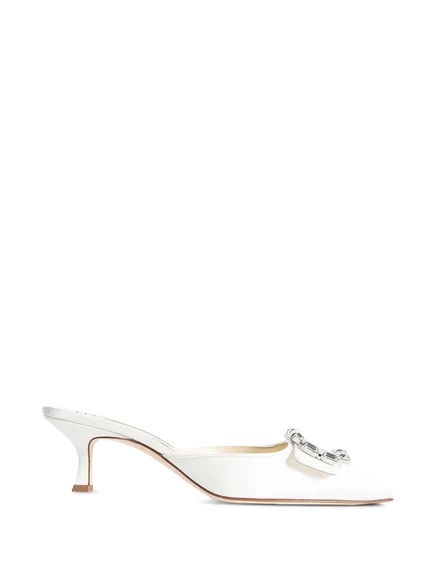 Женские мюли Manolo Blahnik Mayjou с пряжкой, белые