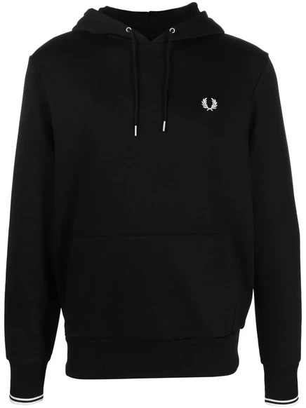 Мужское худи Fred Perry с вышитым логотипом, черное