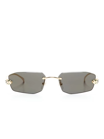 Очки Cartier Eyewear с геометрической оправой, золотистые