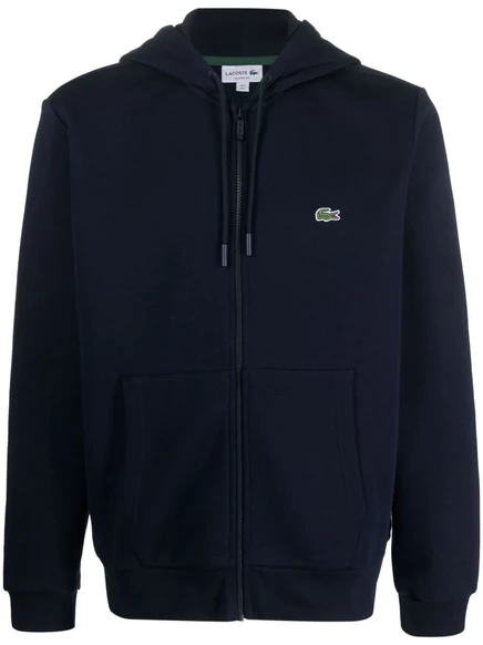 Мужское худи Lacoste на молнии с логотипом, синее