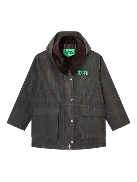 Женское пальто Ganni x Barbour клетчатое, зеленое