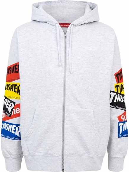 Унисекс худи Supreme Thrasher на молнии, серая