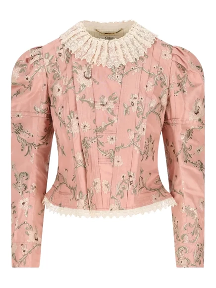 Жаккардовый кружевной жакет Chloé  pink