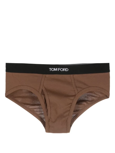Мужские брифы Tom Ford с логотипом на поясе, коричневые