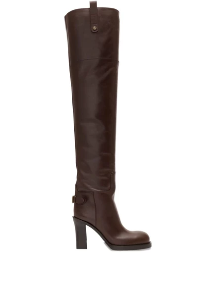 Женские сапоги Burberry Cavalier до бедра, коричневые