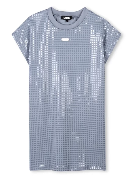Детское платье-футболка Dkny, украшенное блестками  blue