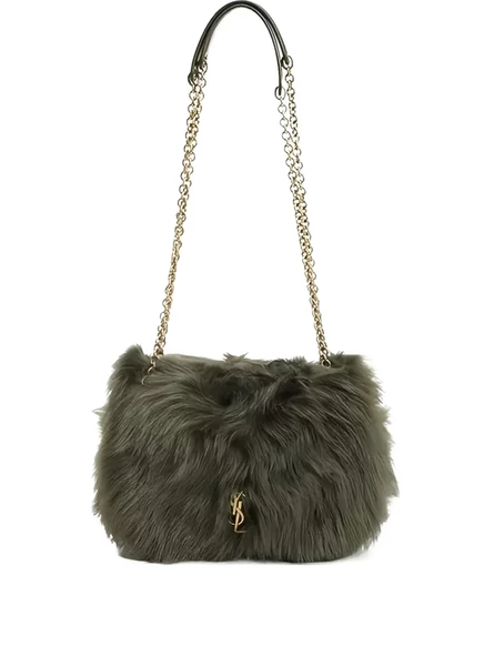Сумка через плечо из овечьей шерсти Saint Laurent Jamie green