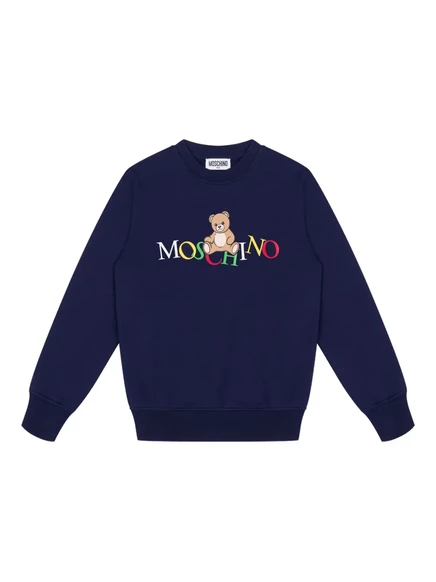 Детская толстовка Moschino Kids с мишкой, синяя