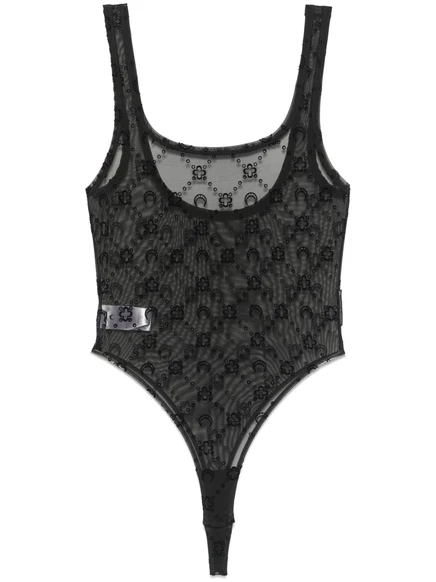Сетчатое боди Marine Serre из флокированной ткани с лунограммой black