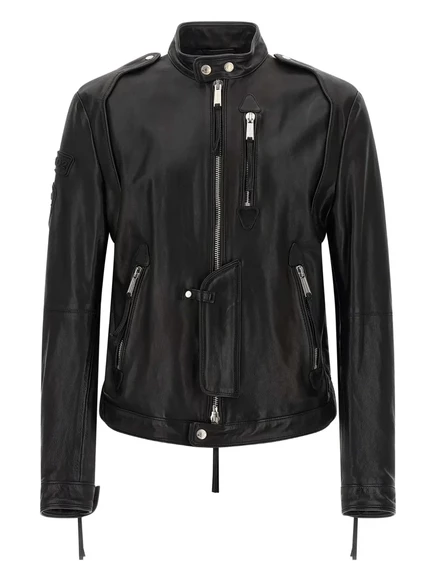 Мужская кожаная куртка DSquared2 x Ducati, черная