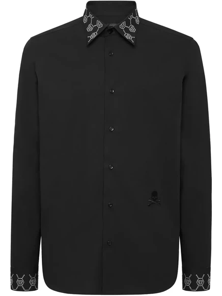 Мужская рубашка Philipp Plein с монограммой, черная