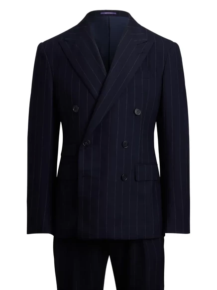 Мужской двубортный костюм Ralph Lauren Purple Label, синий