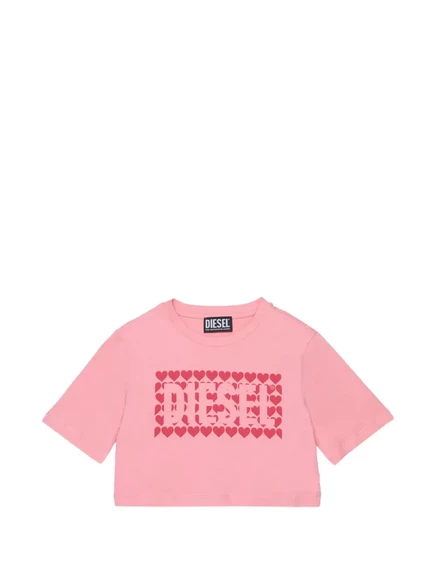 Детская футболка Diesel Kids Hearts Logo, розовая