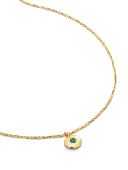 Женское колье Monica Vinader с изумрудом в позолоте 18K, золотистое