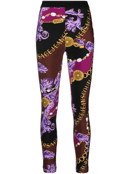 Женские леггинсы Versace Jeans Couture с логотипом, черные