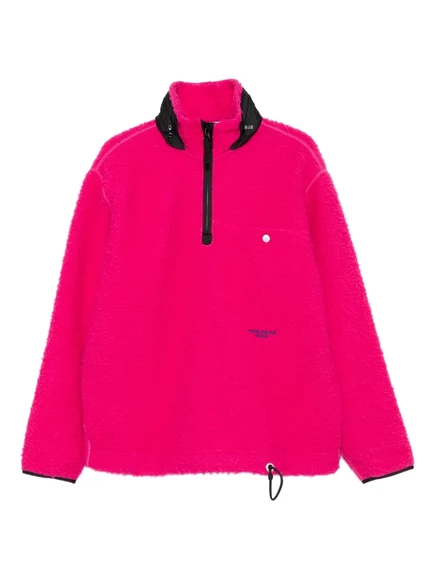 Мужской флисовый свитшот Stone Island на полумолнии, фуксия