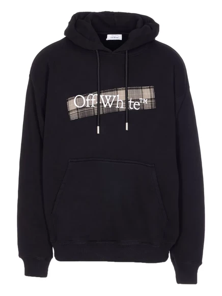 Мужское худи Off-White с клетчатыми панелями, черное