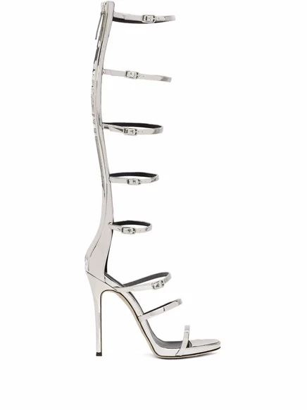 Сандалии в клетку Giuseppe Zanotti Super Harmony 120 мм silver