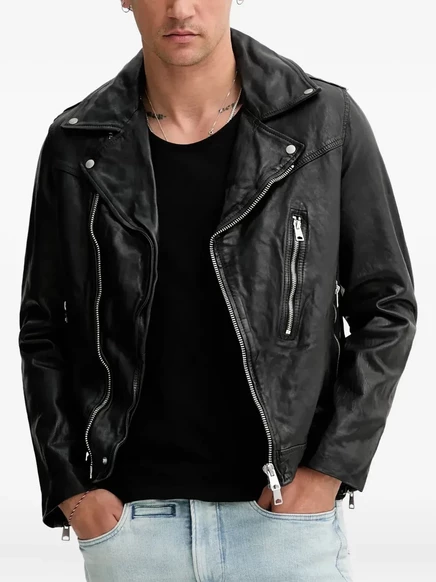 Мужская кожаная куртка AllSaints Comet на молнии, черная