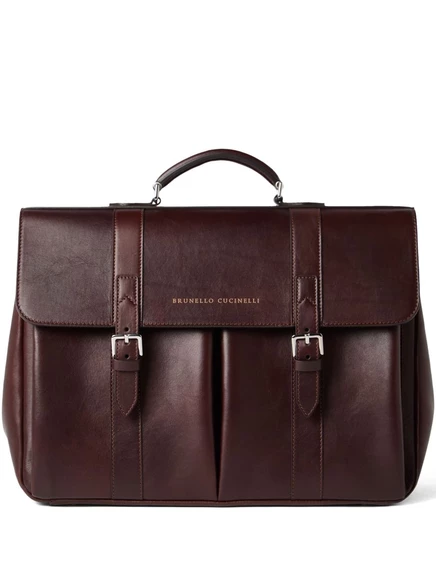 Мужской кожаный портфель Brunello Cucinelli, бордовый