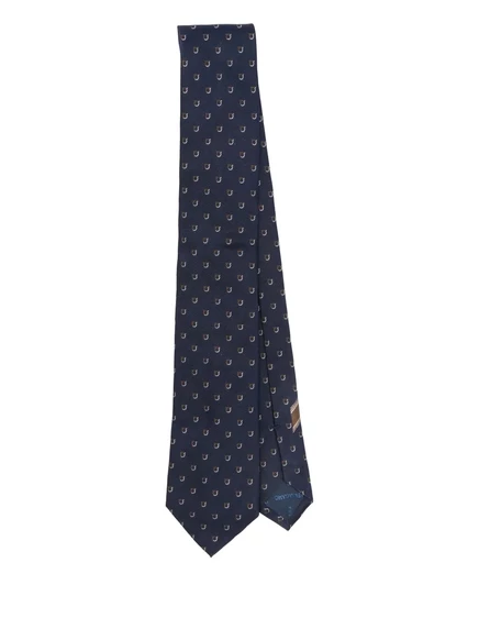 Шелковый галстук с рисунком от Ferragamo Gancini blue