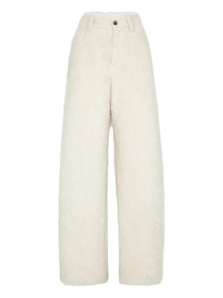 Женские брюки Brunello Cucinelli из экомеха, молочные